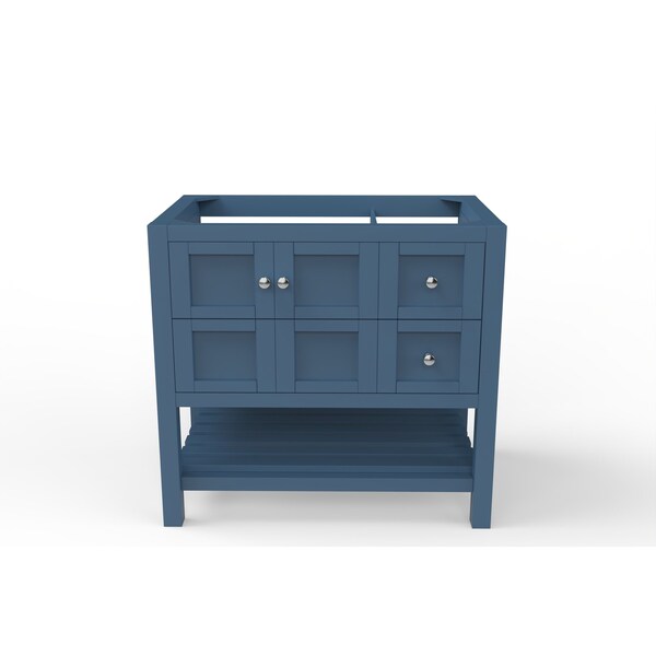 Castello Usa Alicia 36" Blue Vanity Base with Chrome Handles CB-VEN-36BLU-CHR-VBO - main